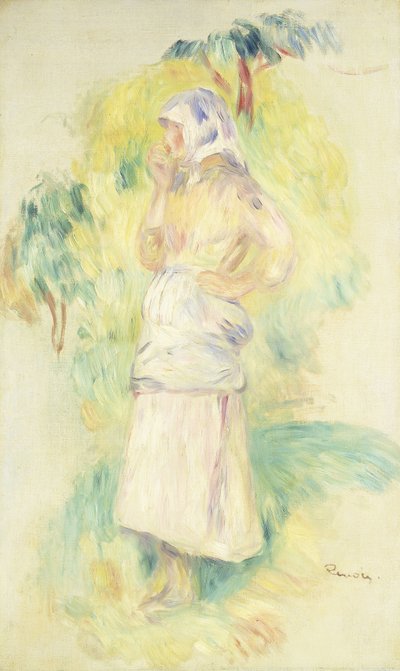 Giovane contadina che mangia una mela, c.1894 da Pierre Auguste Renoir