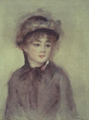 Giovane donna con cappello da Pierre Auguste Renoir