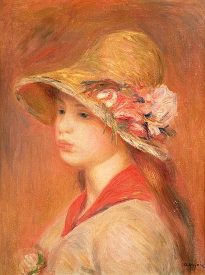 Giovane donna con cappello da Pierre Auguste Renoir