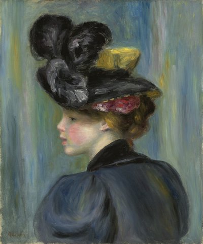 Giovane donna con cappello nero, 1895 da Pierre Auguste Renoir