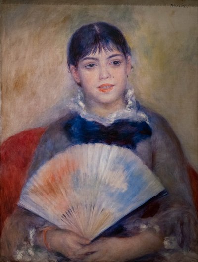 Giovane donna con ventaglio da Pierre Auguste Renoir