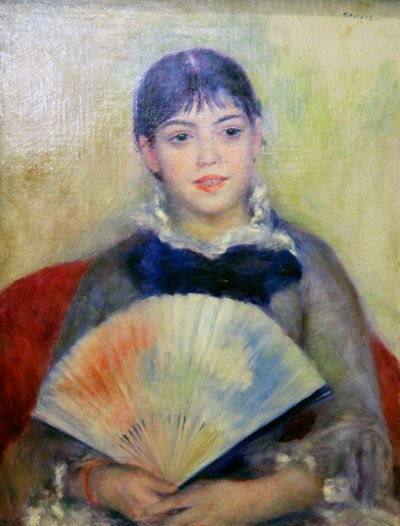 Giovane donna con un ventaglio, 1880 da Pierre Auguste Renoir
