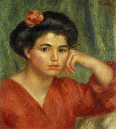 Giovane donna con una rosa; Jeune Fille a la Rose, 1907 da Pierre Auguste Renoir