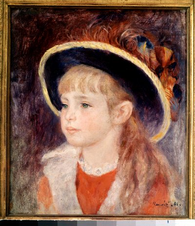 Giovane ragazza con cappello blu: ritratto di Jeanne (Jane) Henriot da Pierre Auguste Renoir