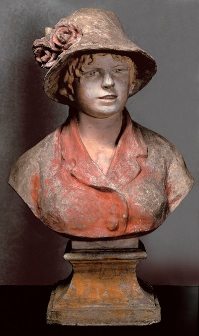 Scultura di Aline Charigot, Signora Renoir, c.1900 (gesso policromo) da Pierre Auguste Renoir