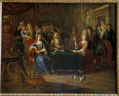 Nobili giocatori di carte in un salotto da Pierre Bergaigne