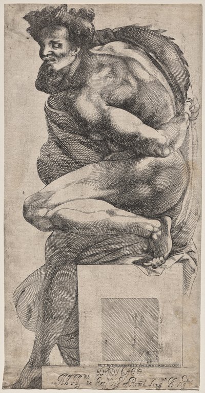 Ignudo (dopo Michelangelo) da Pierre Biard the Younger