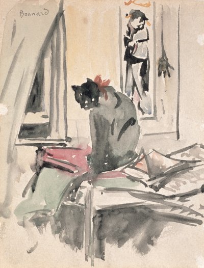 Gatto seduto vicino a una finestra da Pierre Bonnard