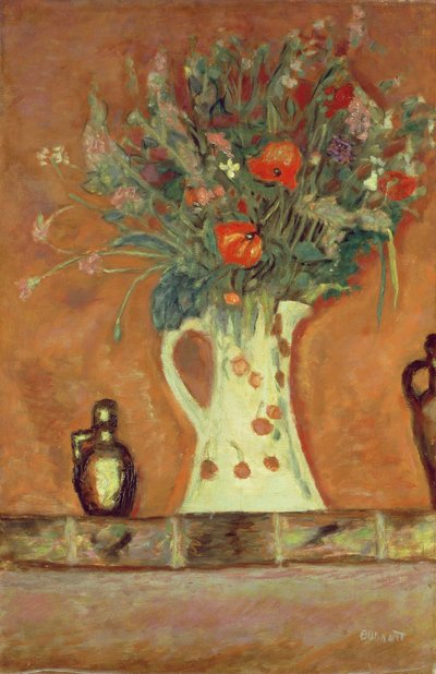 Fiori su un caminetto da Pierre Bonnard