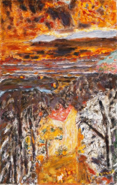 Paesaggio, la casa rosa, tramonto da Pierre Bonnard