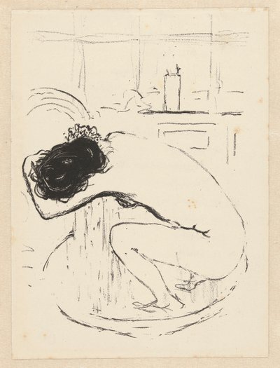 Donna nuda accovacciata in una tinozza che si lava da Pierre Bonnard