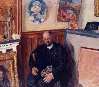 Ritratto di Ambroise Vollard 1865-1939 con il suo gatto, c. 1924 da Pierre Bonnard