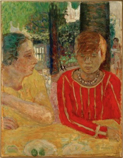 Reine Natanson e Marthe Bonnard con corpetto rosso da Pierre Bonnard
