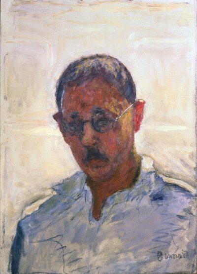 Autoritratto su Sfondo Bianco con Camicia Aperta da Pierre Bonnard