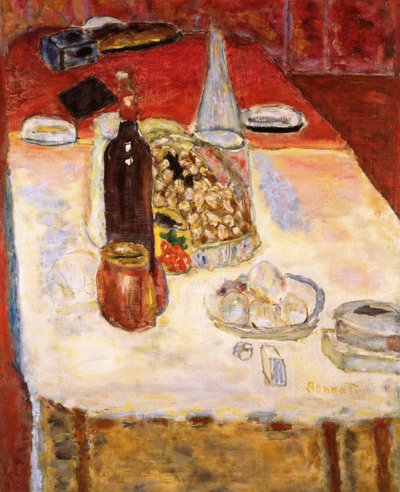 Natura morta con bottiglia di vino rosso da Pierre Bonnard
