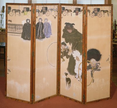Le bambinaie a passeggio o il fregio delle carrozze di Hackney, Paravento pieghevole in 4 pannelli, 1899 da Pierre Bonnard
