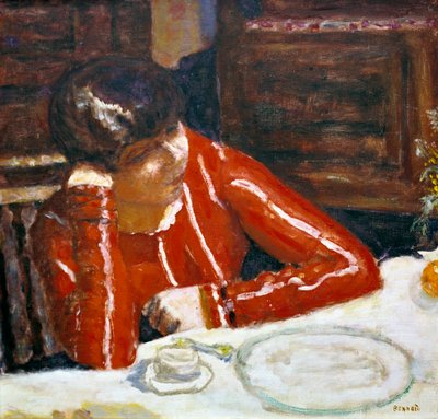 Donna in top rosso da Pierre Bonnard