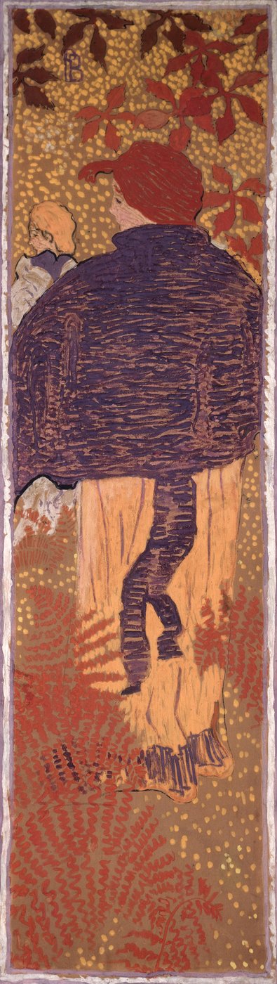 Donna con mantello, uno dei quattro pannelli di Donne nel giardino, 1891 da Pierre Bonnard