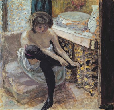 Donna con calze nere o, Donna alla sua toilette, c.1900 da Pierre Bonnard