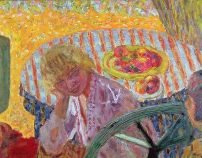 Giovane ragazza con tovaglia a righe, 1921 da Pierre Bonnard