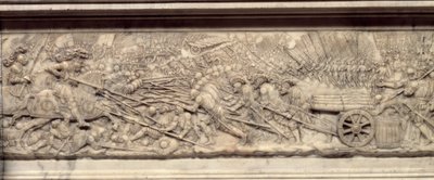 La battaglia di Marignano nel 1515. Tomba del cuore del re di Francia Francesco I (1494-1547): Bassorilievo di Pierre Bontemps (circa 1507-1568) da Pierre Bontemps