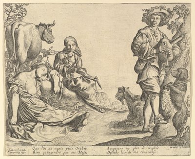 Suonatore di cornamusa, 1610-50 da Pierre Brebiette