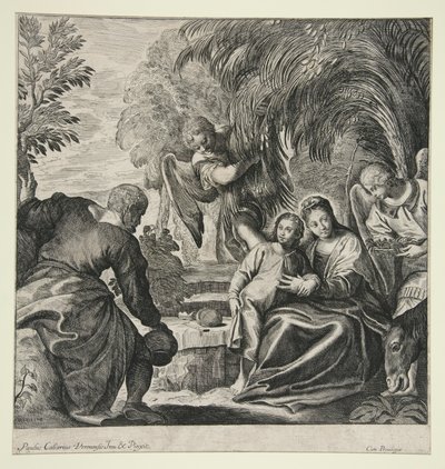 Riposo durante la fuga in Egitto da Pierre Brebiette