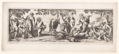 Silenus riposante e il suo seguito in un paesaggio da Pierre Brebiette