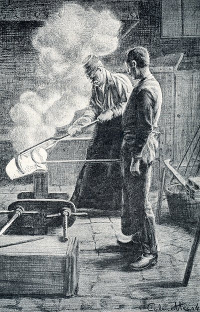 Fabbricazione di posate: colata di lingotto in uno stampo da Pierre Calmettes