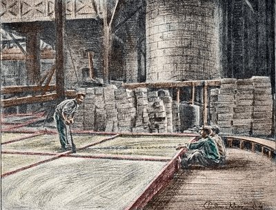 Savonnerie: il taglio del sapone nelle forme. Incisione da 