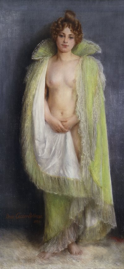 Nudo con mantello verde da Pierre Carrier Belleuse