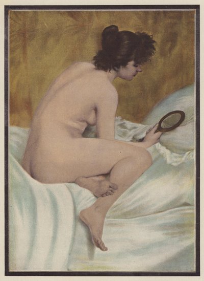 Il risveglio, donna con uno specchio da Pierre Carrier Belleuse