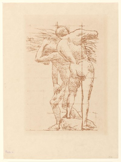 Studio di due uomini nudi con un fascio di paglia da Pierre Cécile Puvis de Chavannes