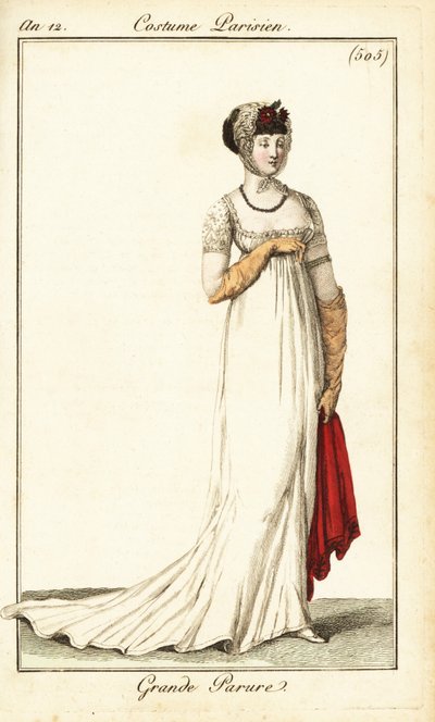 Donna in abito formale disegnata all