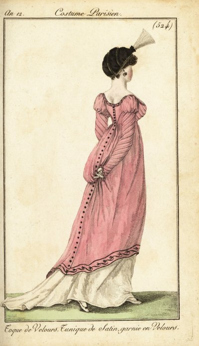 Donna in tunica di raso e toque di velluto, Parigi da Pierre Charles Baquoy