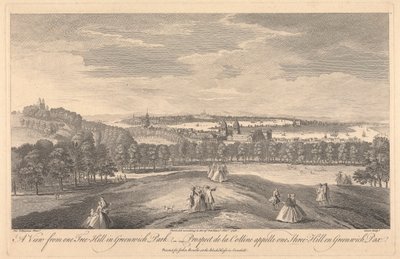 Una vista da One Tree Hill nel parco di Greenwich da Pierre Charles Canot