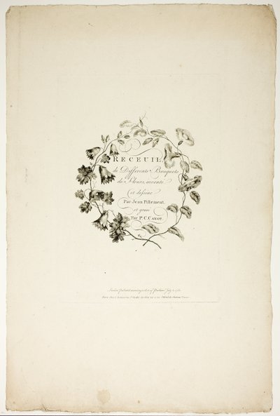 Copertina per la raccolta di diversi mazzi di fiori, inventati e disegnati da Jean Pillement e incisi da P. C. Canot da Pierre Charles Canot