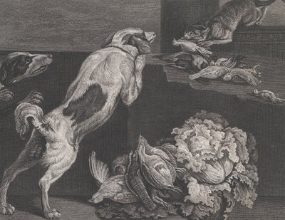 Cani e natura morta, 1778 da Pierre Charles Canot