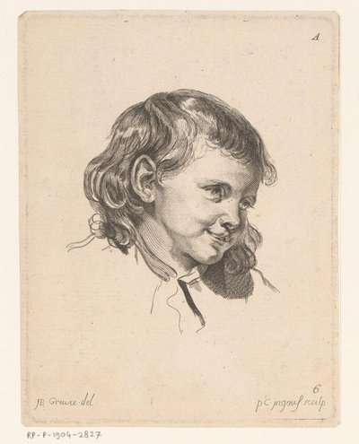 Testa di un bambino, rivolta a destra (dalla serie Teste di diverse figure) da Pierre Charles Ingouf