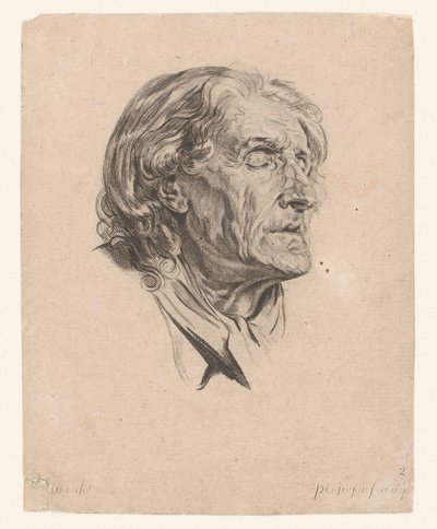 Testa di un vecchio con occhi chiusi, girato a destra (Teste di diverse figure) da Pierre Charles Ingouf