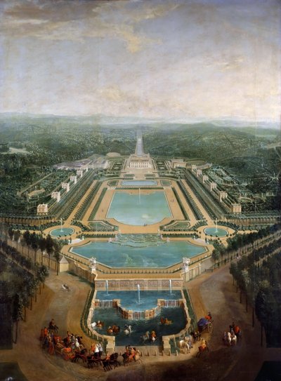 Veduta generale del castello e dei giardini di Marly, intorno al 1724 da Pierre Denis II Martin