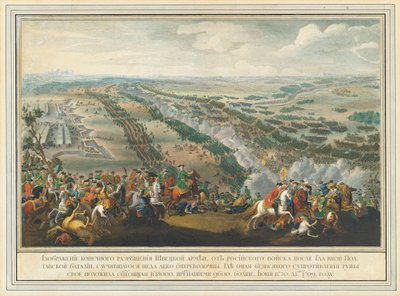 La battaglia di Poltava del 27 giugno 1709, dopo il 1724 da Pierre Denis II Martin