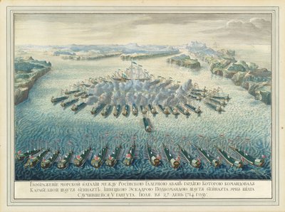 La battaglia navale di Gangut, 27 luglio 1714 da Pierre Denis II Martin