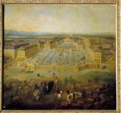 Veduta del castello di Versailles dalla costa della Place d