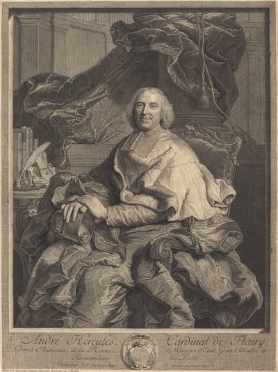 André Hercule, cardinale de Fleury da Pierre Drevet after Hyacinthe Rigaud