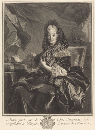 Duchessa di Nemours da Pierre Drevet after Hyacinthe Rigaud