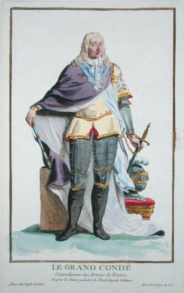 Luigi II (1621-86) 4º principe di Condé, da Receuil des Estampes, representant les Rangs et les Dignites, suivant le Costume de toutes les Nations existantes, pubblicato 1780 da Pierre Duflos