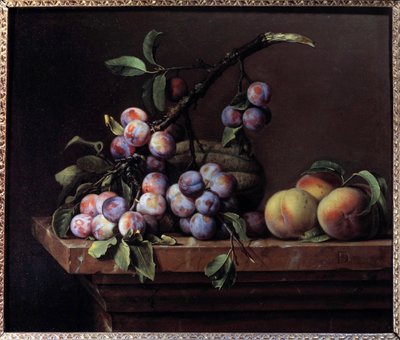 Prugne, zucche e pesche su un