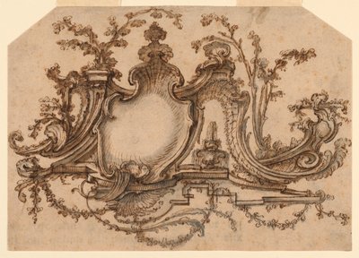 Disegno per decorazione di pannelli con ornamento Rocaille da Pierre Edme Babel