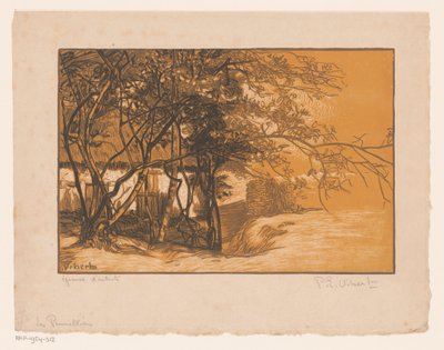 Paesaggio con fattoria dietro gli alberi da Pierre Eugène Vibert (signed by artist)